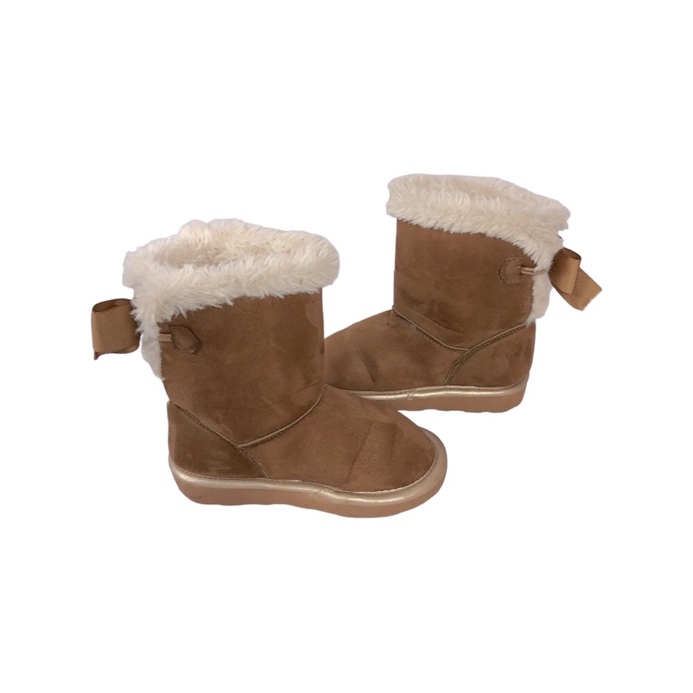 RAMPAGE. Girls Toddler Light Brown Suede Faux Fur Lining Bootie Size 8M